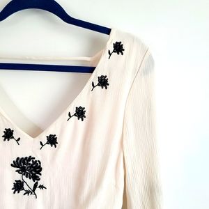 Top Stitch Medium Cream Chiffon Long Sleeve Dress